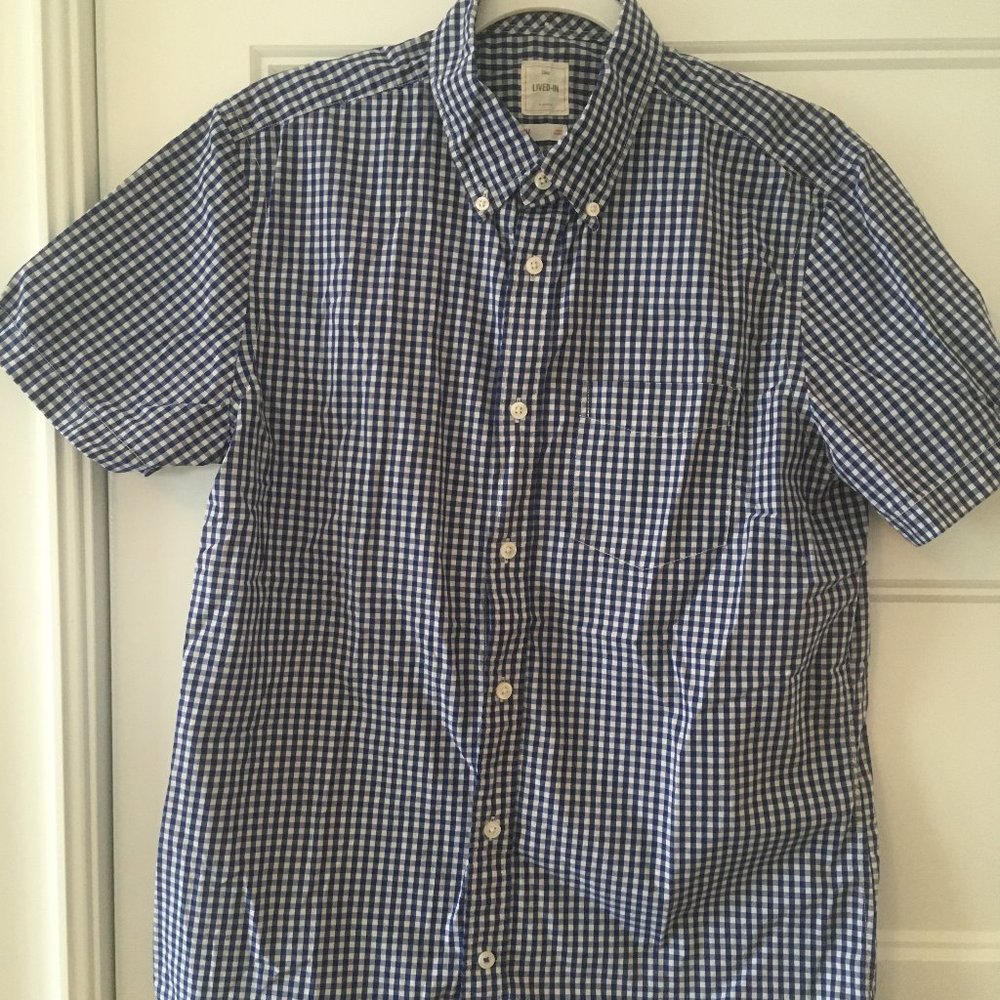 Gap Button-Down Short Sleeve, Checkered Blue